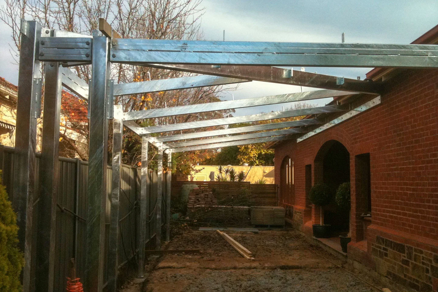 Galvanised roof beams for a home extension